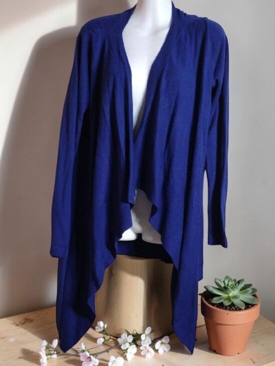 East 5th Sweaters - East 5th Women’s Navy Open-Front Draped Cardigan Sweater